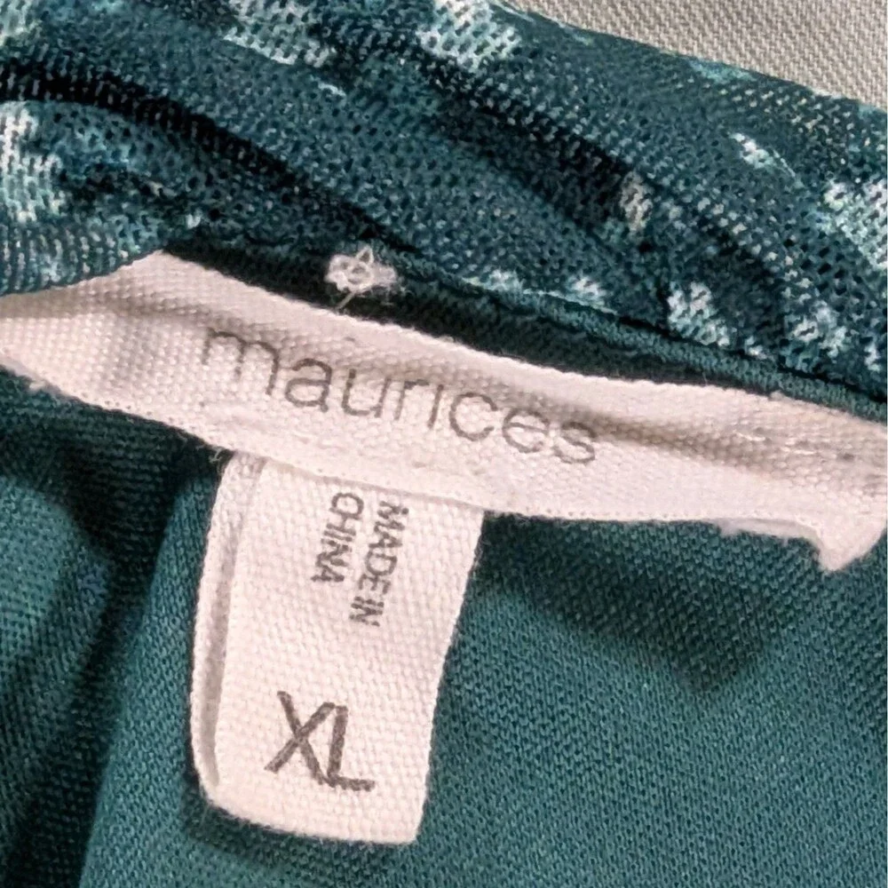 Maurices Womens Green Floral Print Cold Shoulder XL Blouse - Picture 5 of 7